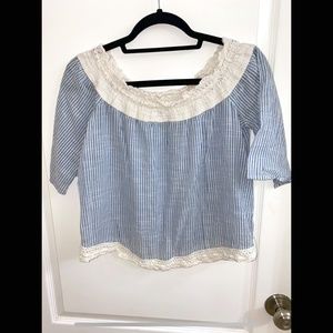 Off The Shoulder Top | Navy & White | Never Worn